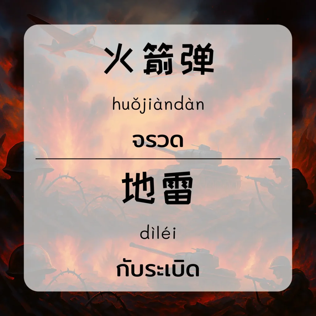 ภาษาจีน เกี่ยวกับสงครามและความขัดแย้งระหว่างชายแดน