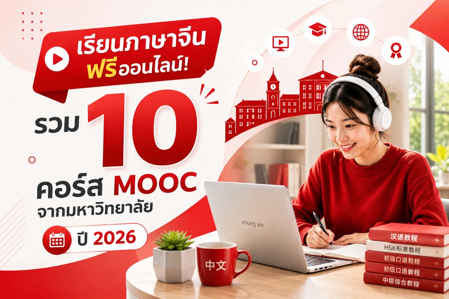 เรียนภาษาจีนฟรีออนไลน์! รวม 10 คอร์ส MOOC จากมหาวิทยาลัย ปี 2026