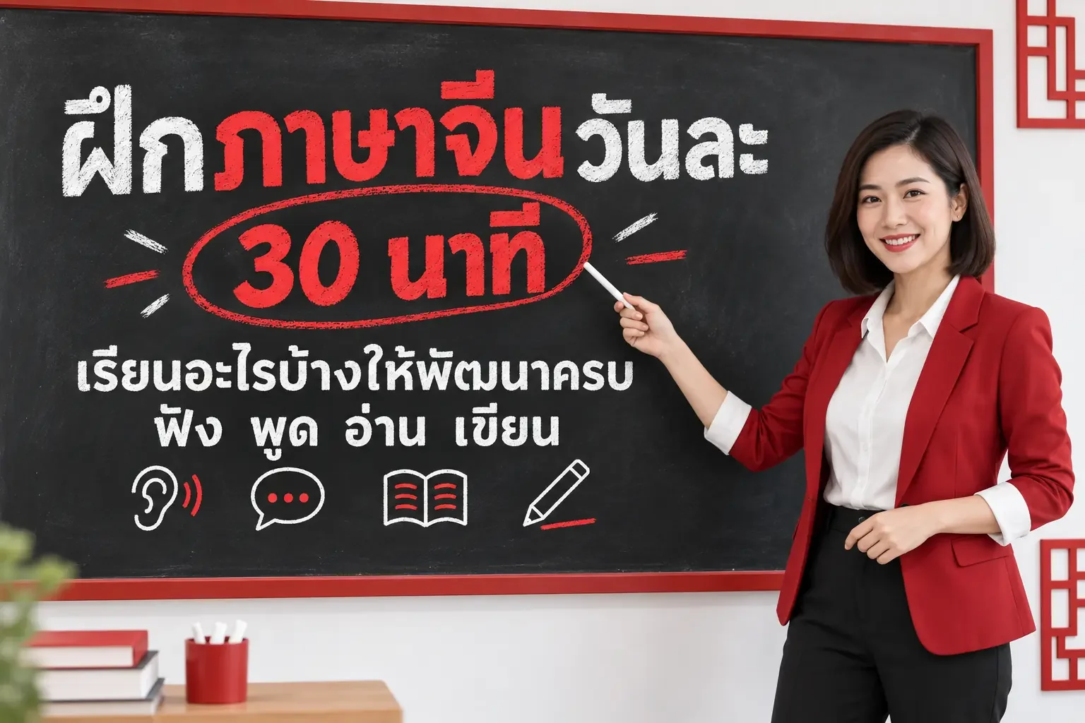 ฝึกภาษาจีนวันละ 30 นาที เรียนอะไรบ้างให้พัฒนาครบ ฟัง พูด อ่าน เขียน